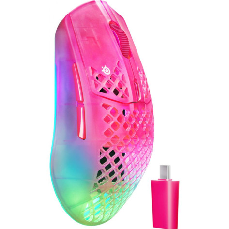 Гейминг мишка SteelSeries - Aerox 3 WL Gen 2, оптична, безжична, Magenta Haze